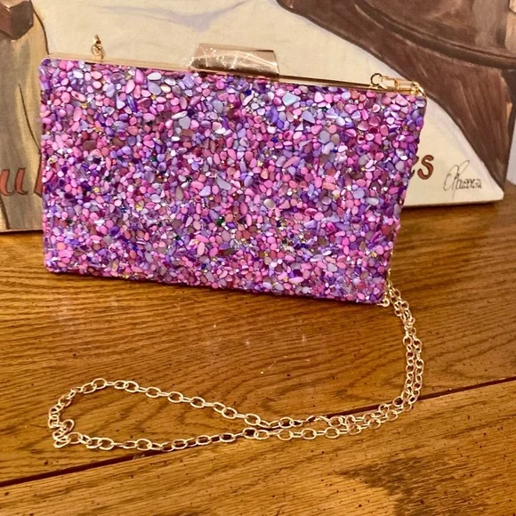 Embellished Crossbody/Clutch NWOT Purples, Pink and Rhinestones - - Picture 15 of 16